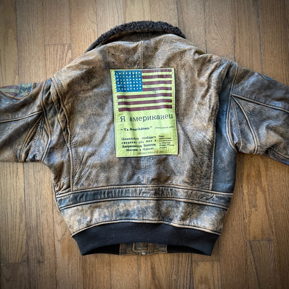Avirex Brown Leather Bomber Jacket
